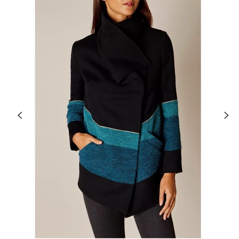 Karen Millen Blurred Stripe Draped Front Jacket